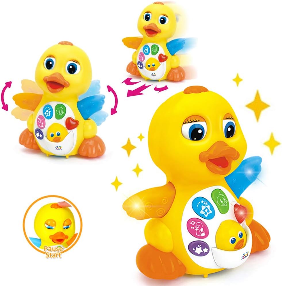Musical Flapping Yellow Duck Interactive Action Educational Learning Walking Light Up Dancing Toy