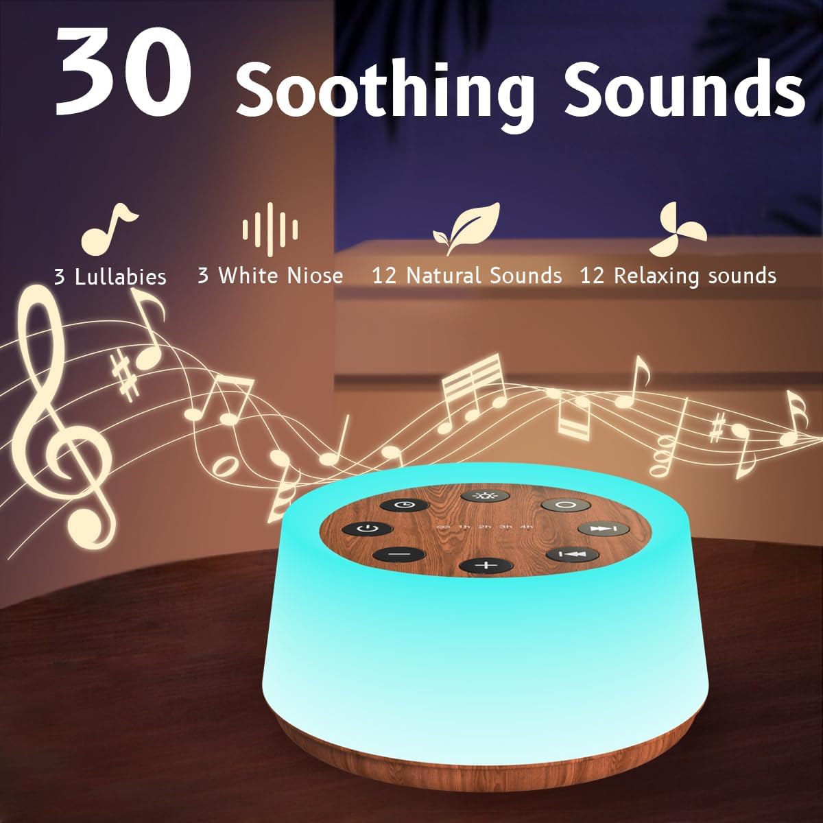 ColorsNoise Sound Machine and White Noise Machine with 30 Soothing Sounds with 12 Colors Baby Night