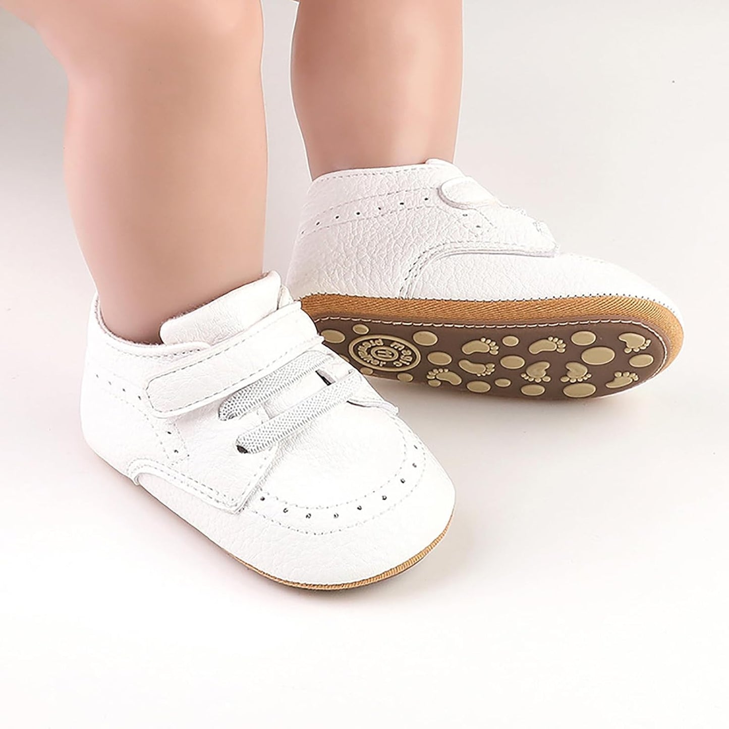 SOFMUO Baby Boys Girls High Top Ankle PU Leather Sneakers Soft Rubber Sole Infant Moccasins Newborn
