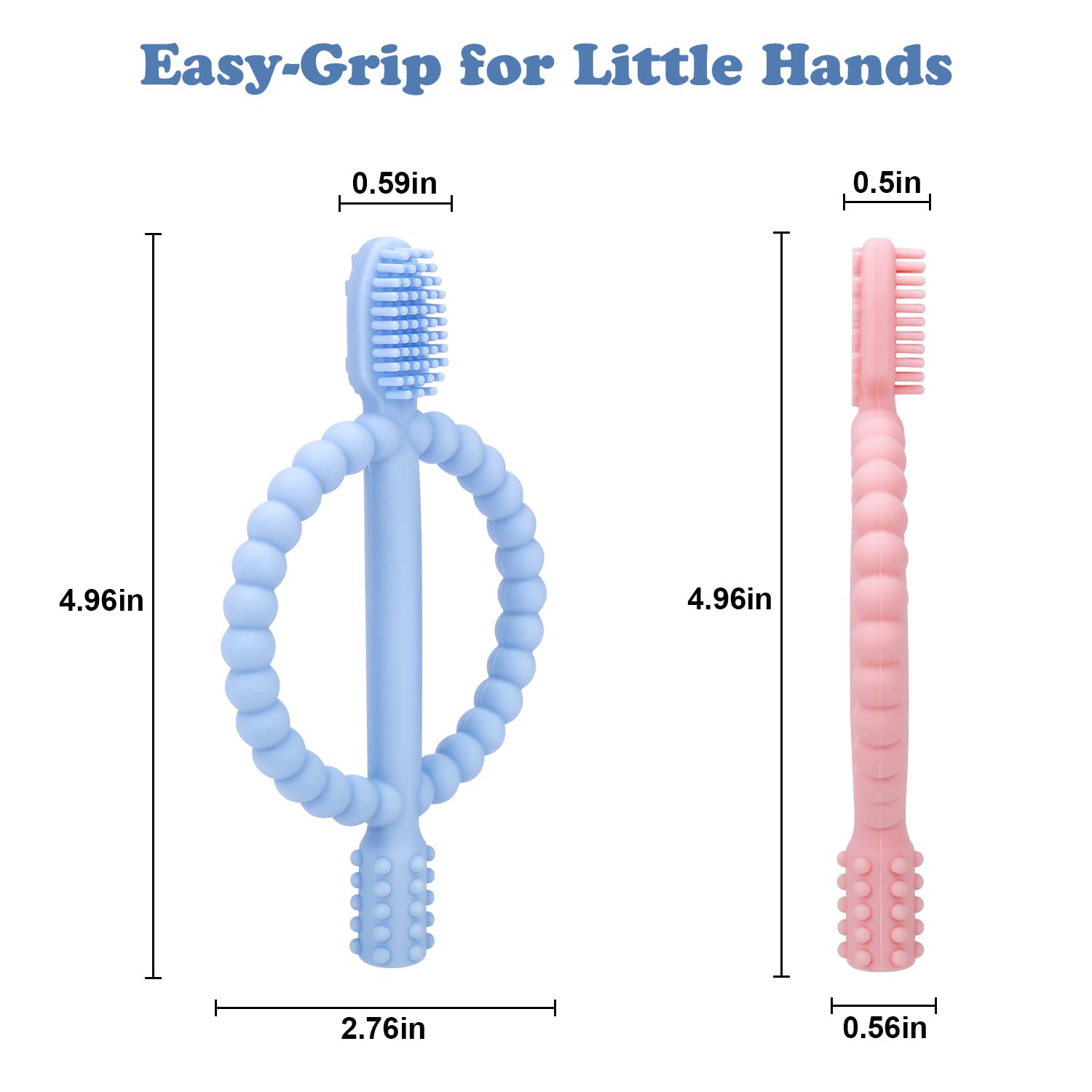 Baby Teething Toys with Easy-Hold Handle, Silicone Infant Toothbrush, Textured On Both Sides Helps