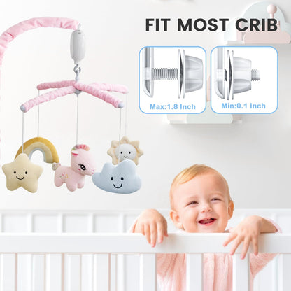 Feisike Crib Mobile for Girls - Baby Mobile for Crib with 35 Lullabies, 3 Modes Digital Musical