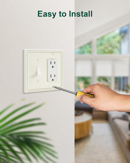 2-Pack Combo Toggle/Decorator Light Switch Cover Plate, Pearls Decorative Electrical Outlet Covers