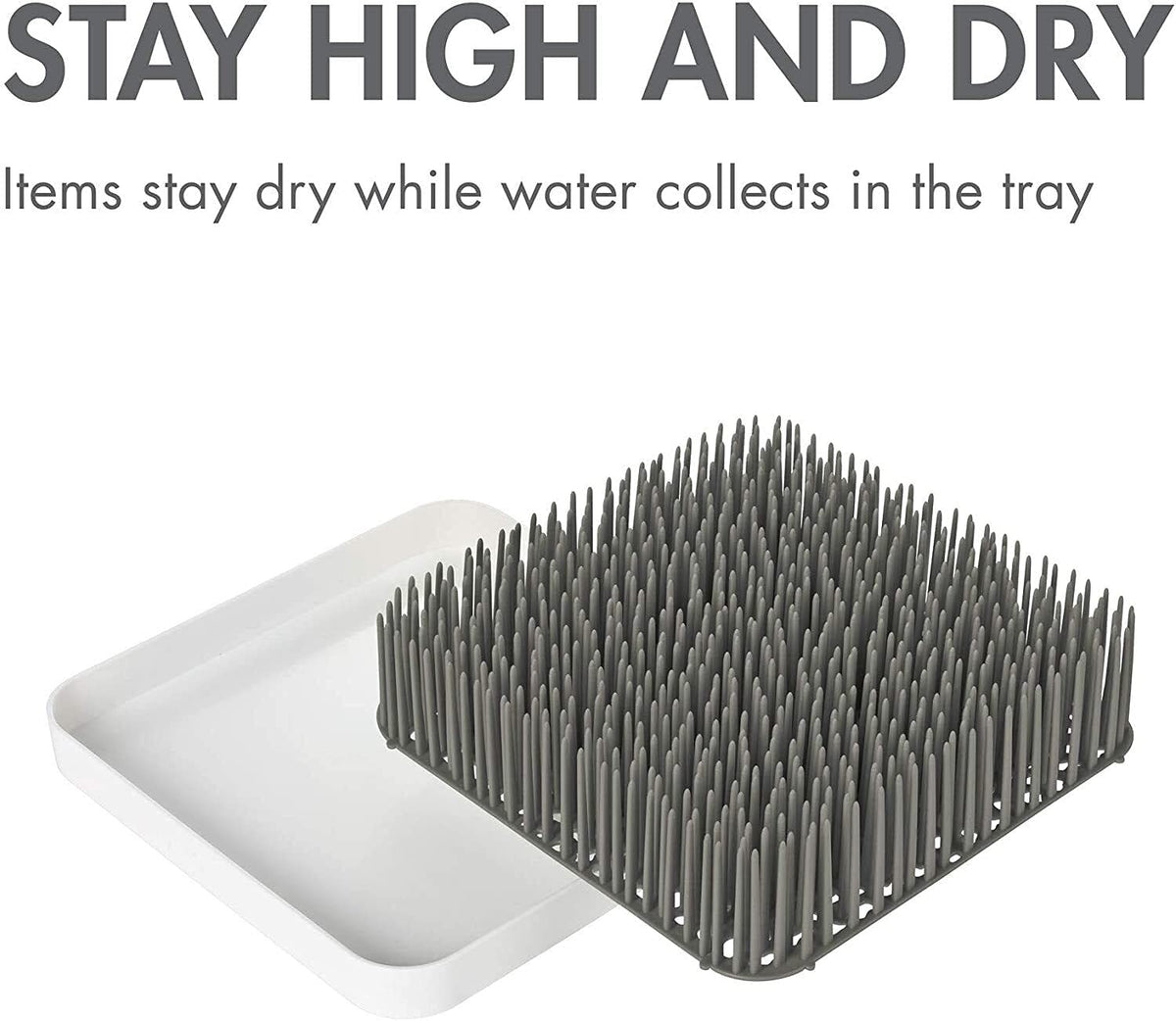 Boon Grass Plastic Drying Rack - Modern Countertop Baby Bottle Organizer - 9.75 x 9.88 x 3.0 inches