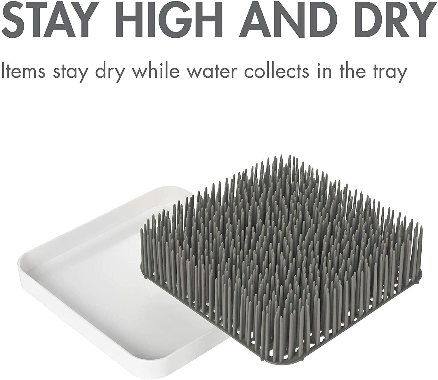 Boon Grass Plastic Drying Rack - Modern Countertop Baby Bottle Organizer - 9.75 x 9.88 x 3.0 inches