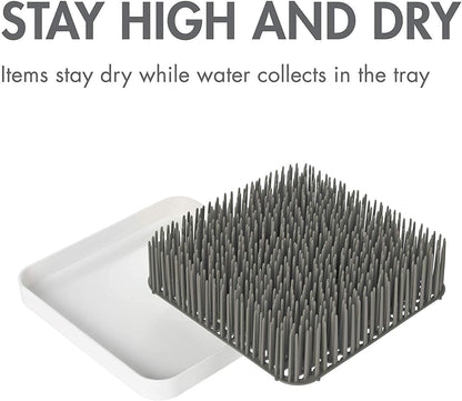 Boon Grass Plastic Drying Rack - Modern Countertop Baby Bottle Organizer - 9.75 x 9.88 x 3.0 inches