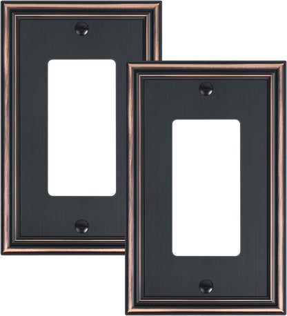 2-Pack Decorator Outlet Cover Plate, Aged Bronze Decorative Switch Plates and Outlet Covers