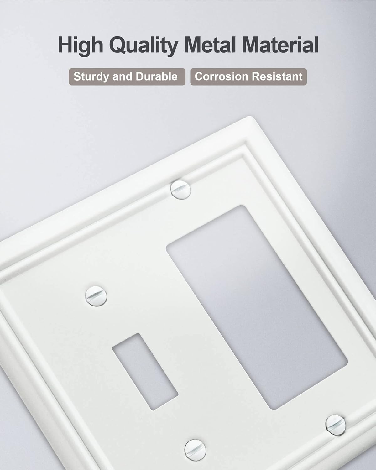 1-Pack Combination Metal Wall Plate, 1 Toggle / 1 Decorator Switch Plates and Outlet Covers, Off
