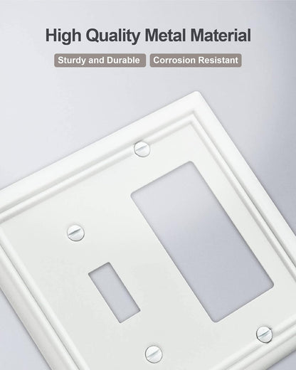 1-Pack Combination Metal Wall Plate, 1 Toggle / 1 Decorator Switch Plates and Outlet Covers, Off