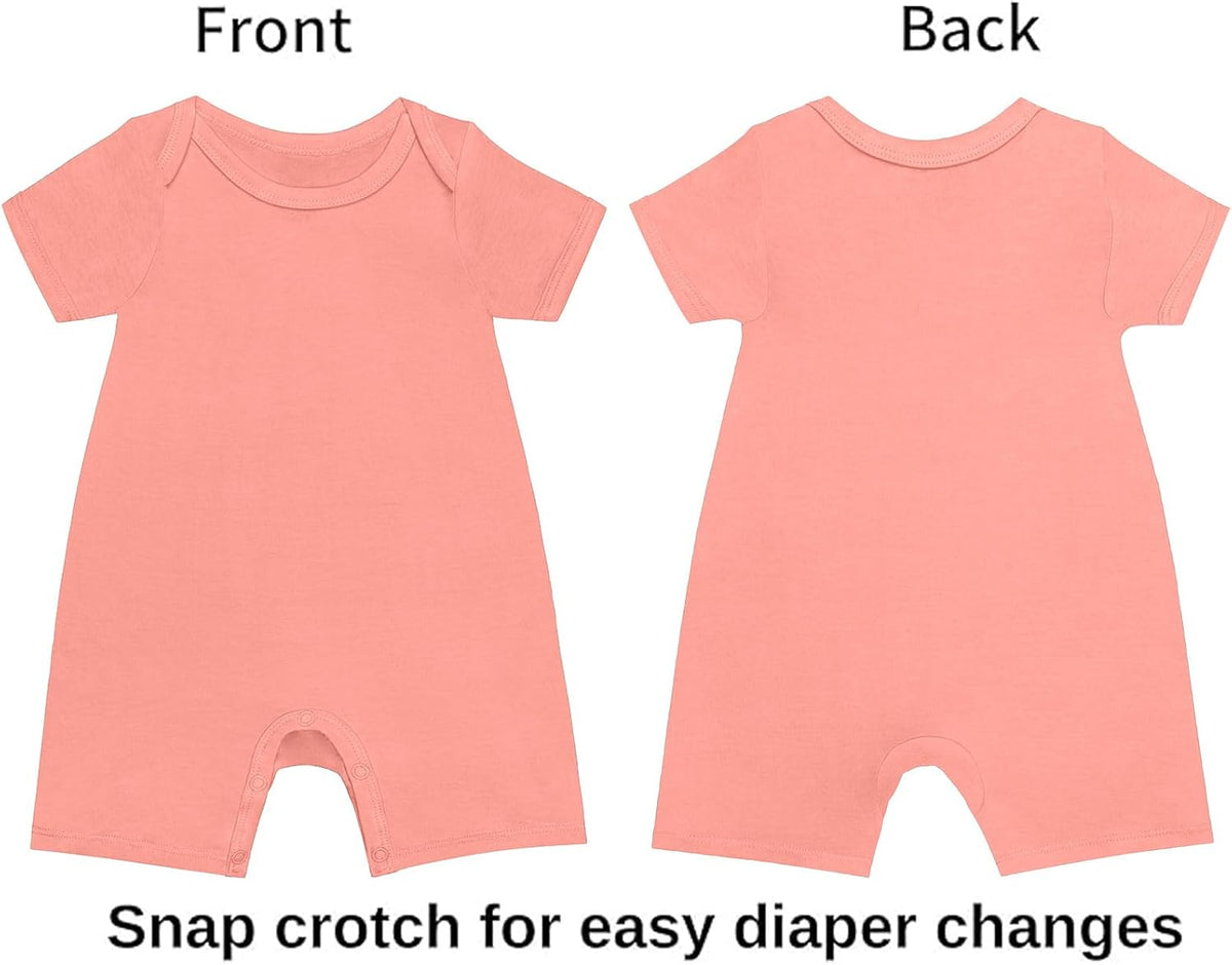 GUISBY Rayon Baby Pajamas, Short Sleeve Footless Rompers, Snap Closure Sleeper for Boy Girls