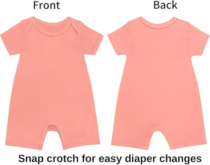 GUISBY Rayon Baby Pajamas, Short Sleeve Footless Rompers, Snap Closure Sleeper for Boy Girls