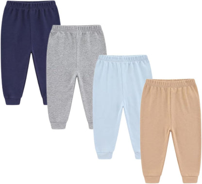 Unisex Newborn Baby Cotton 4-Pack Pants Embroidery Pringting Casual Leggings 0-24 Months for Boys