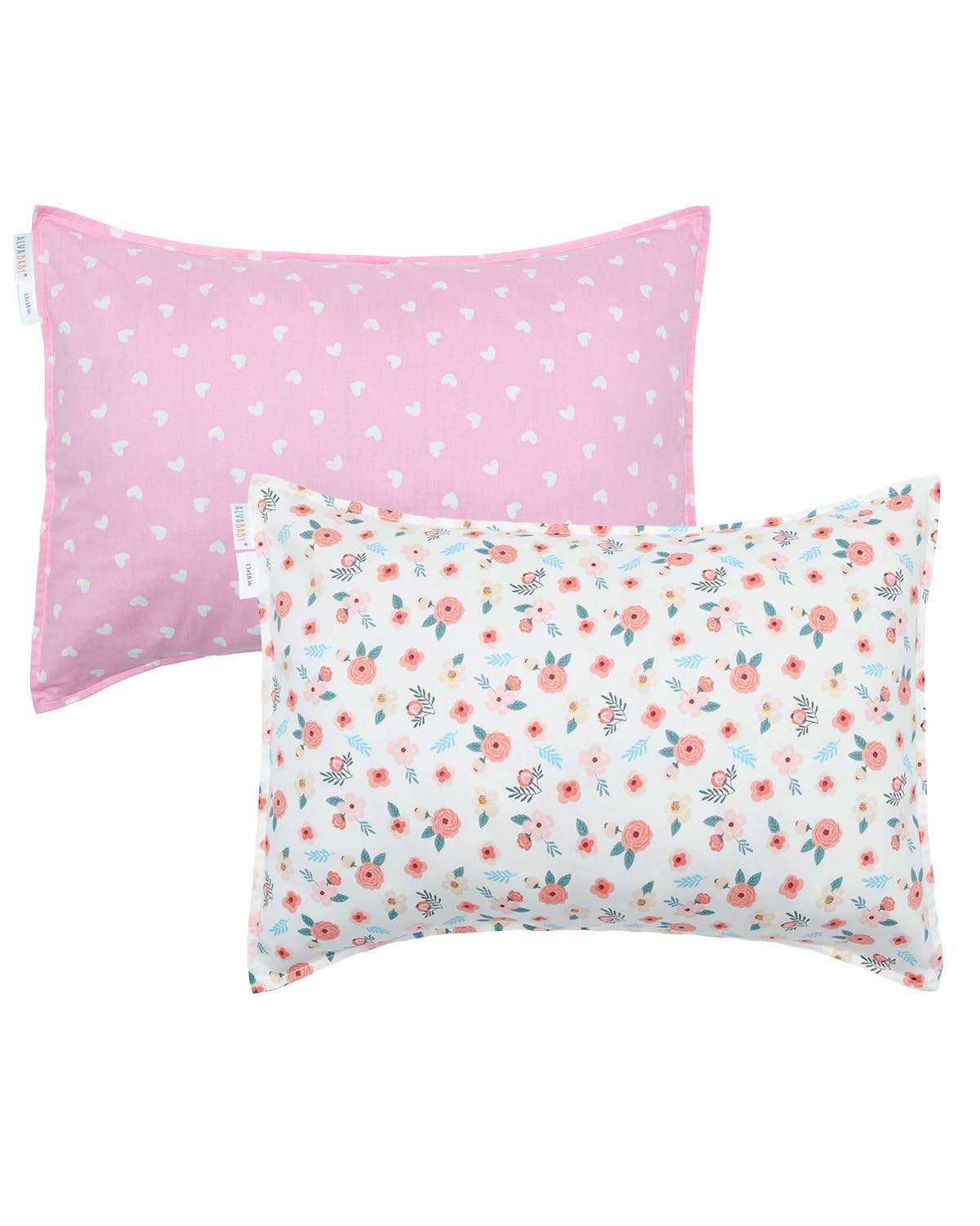 ALVABABY Toddler Pillowcases 2 Pack Organic Cotton Kids Pillow Cover Fit 13"x 18" or 12"x24"