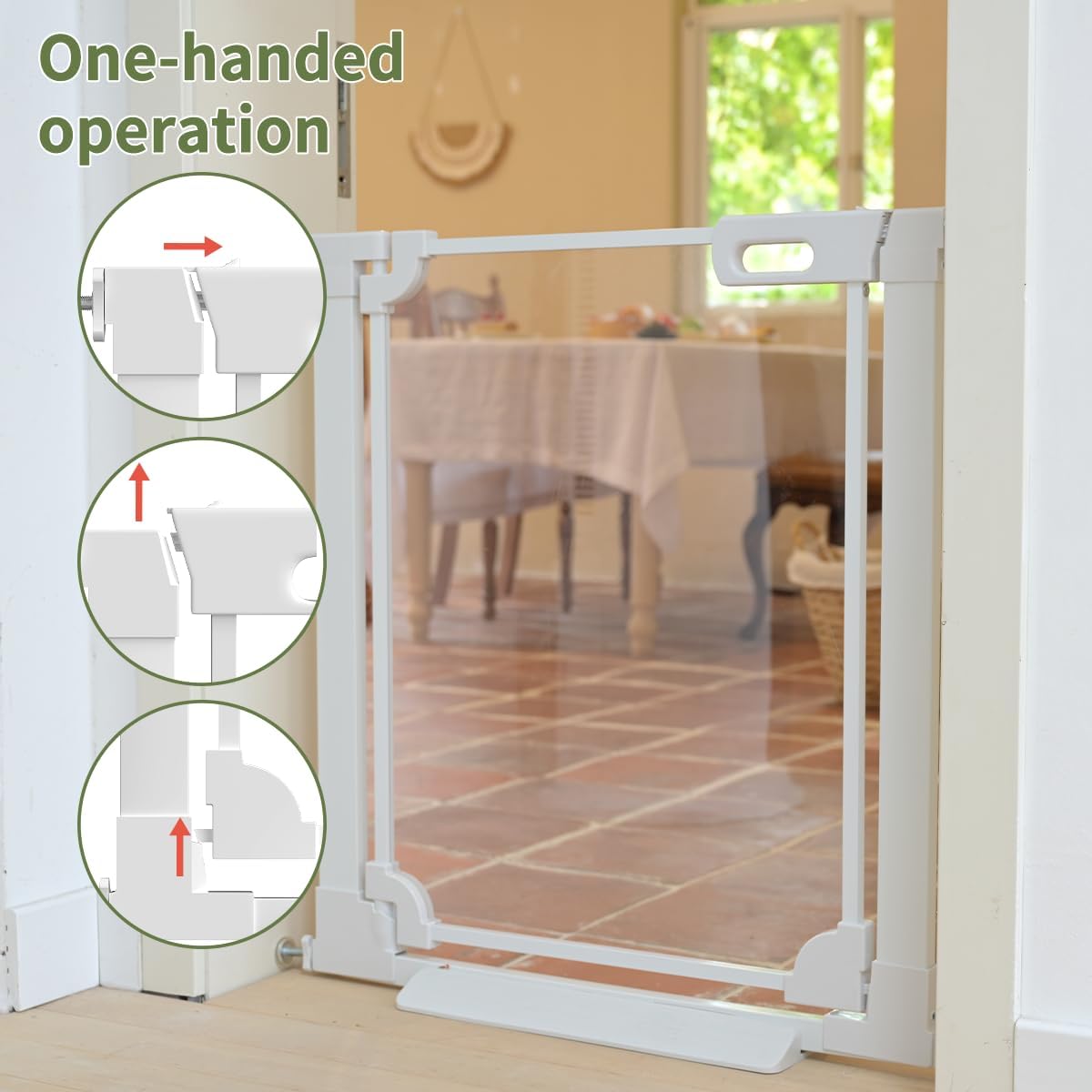 Clear Baby Safety Gate for Stairs,29"-48" Wide, 30" Tall Pressure Mounted Acrylic Pet Gate, Easy