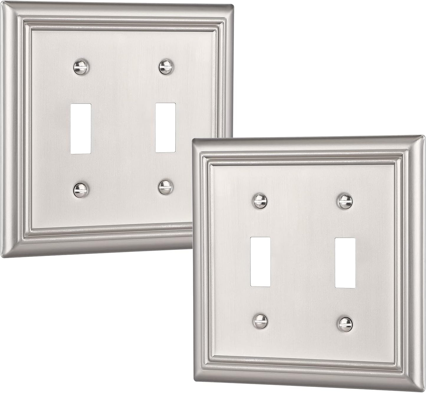 DEWENWILS Double Toggle Wallplates, Brushed Nickel Light Switch Covers, Heavy Duty Matel Material