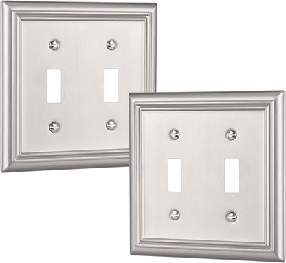 DEWENWILS Double Toggle Wallplates, Brushed Nickel Light Switch Covers, Heavy Duty Matel Material
