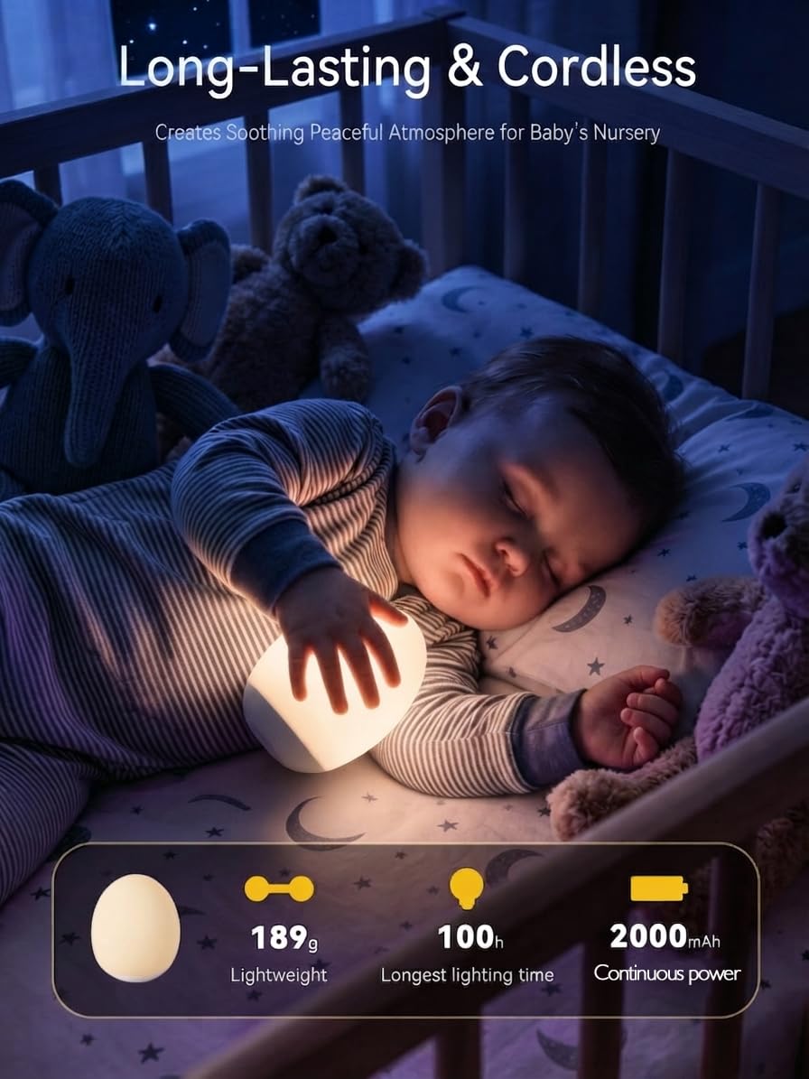 AuroraNiteBeam Night Light for Kids,Egg Night Light for Baby Nursery