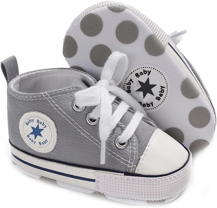 Unisex Baby Girls Boys Canvas High-top Shoes, Newborn Infant Anti-Slip Soft Sole Frist Walking