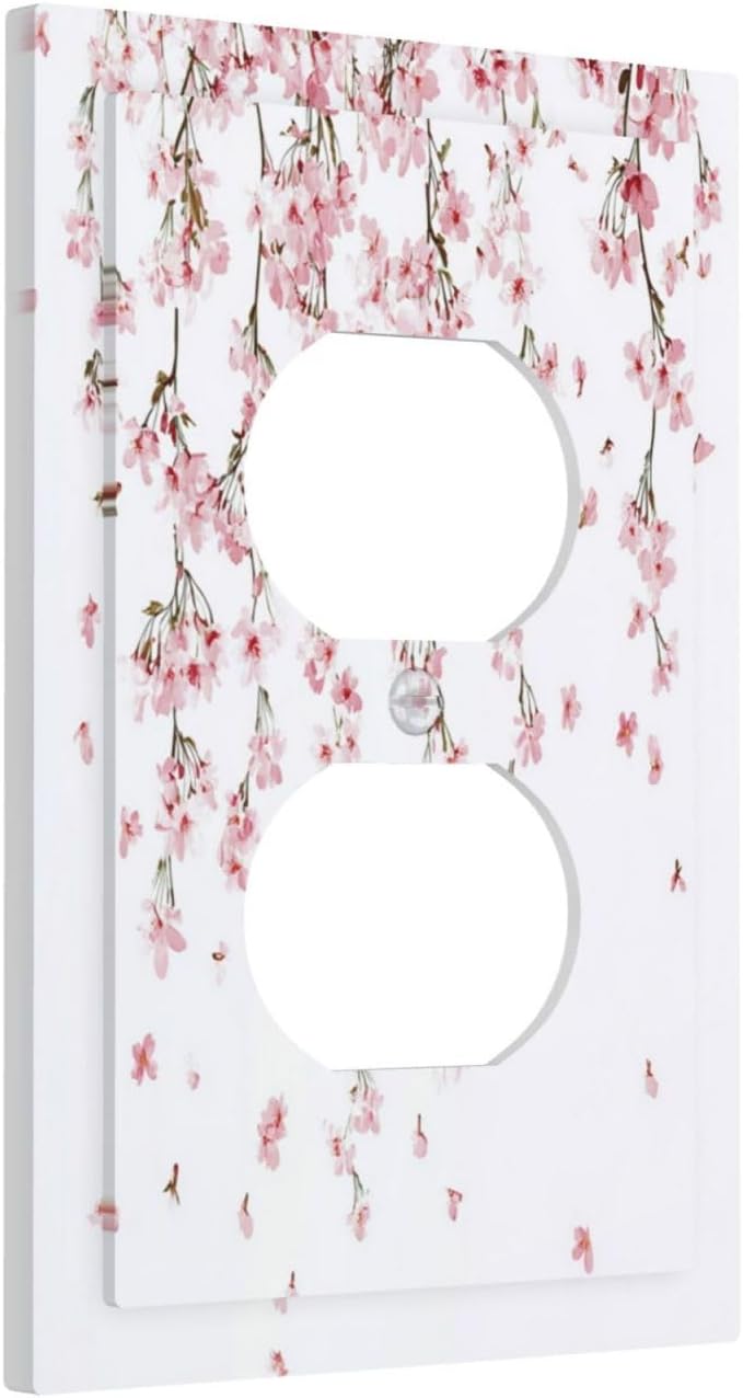 Outlet Covers Sakura Plant Floral Pink Flowers 1 Gang Duplex Light Switch Cover Decorative Switch