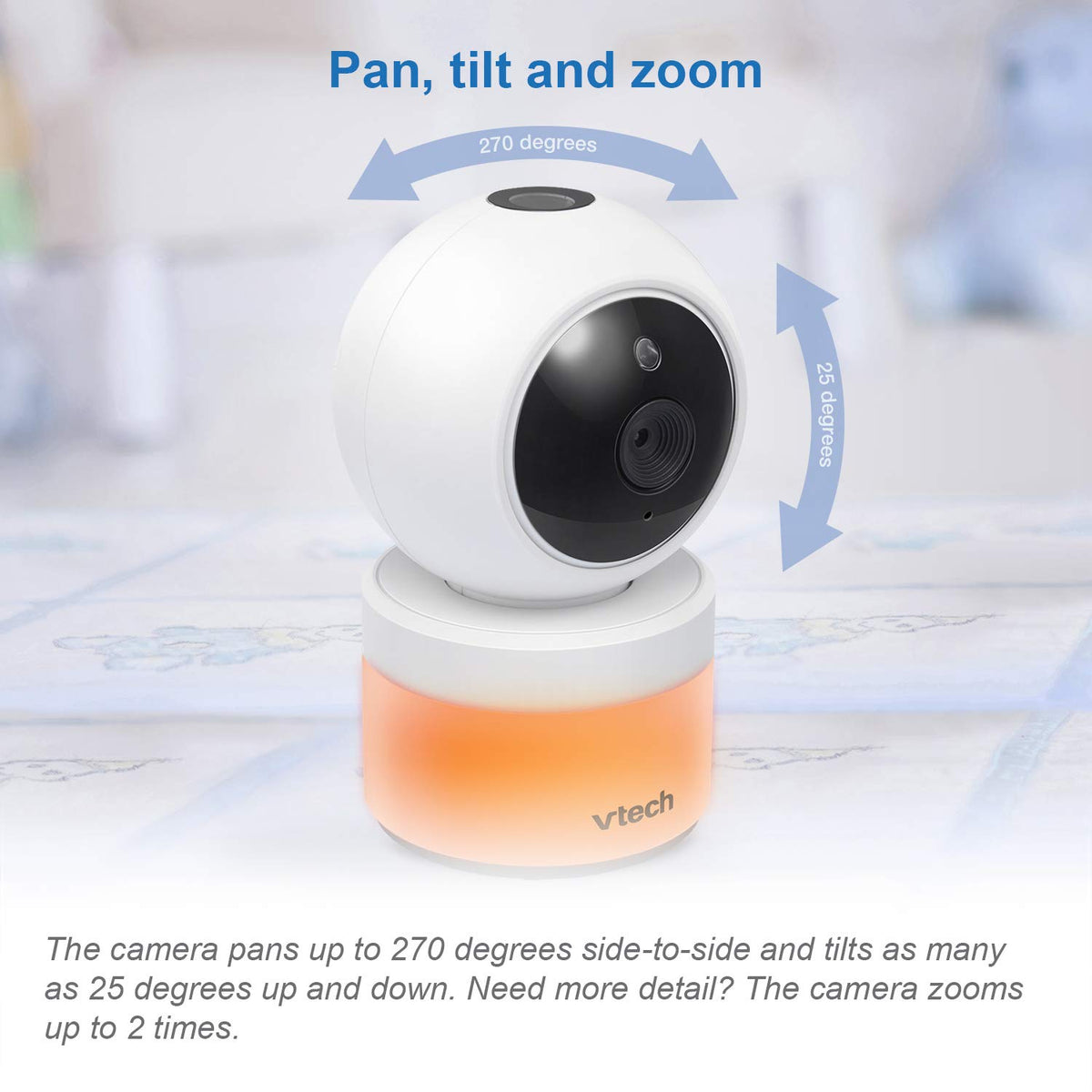 VTech VM5463-2 Baby Monitor 5" Screen with 2 Cameras, Pan-Tilt- Zoom, Night Light, Glow On The