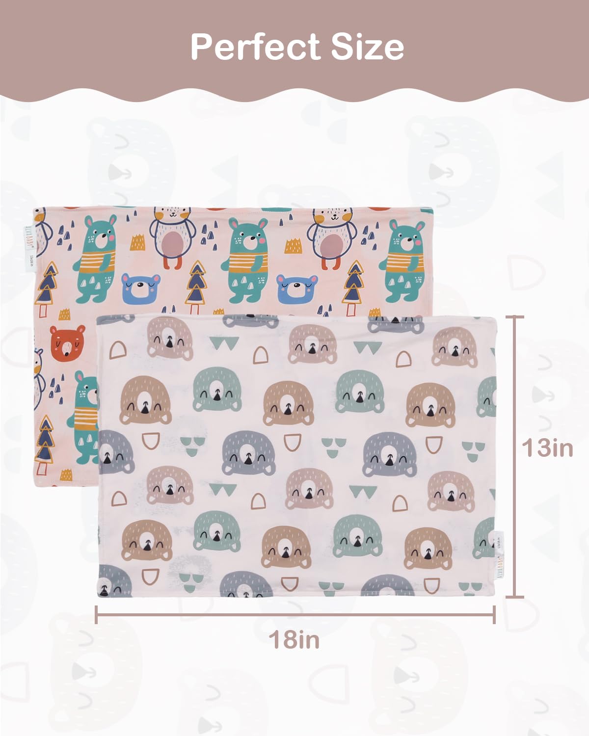 ALVABABY Toddler Pillowcases Stretchy Soft Kids Pillow Cover 2 Pack Fit 13"x 18" or 12"x16"