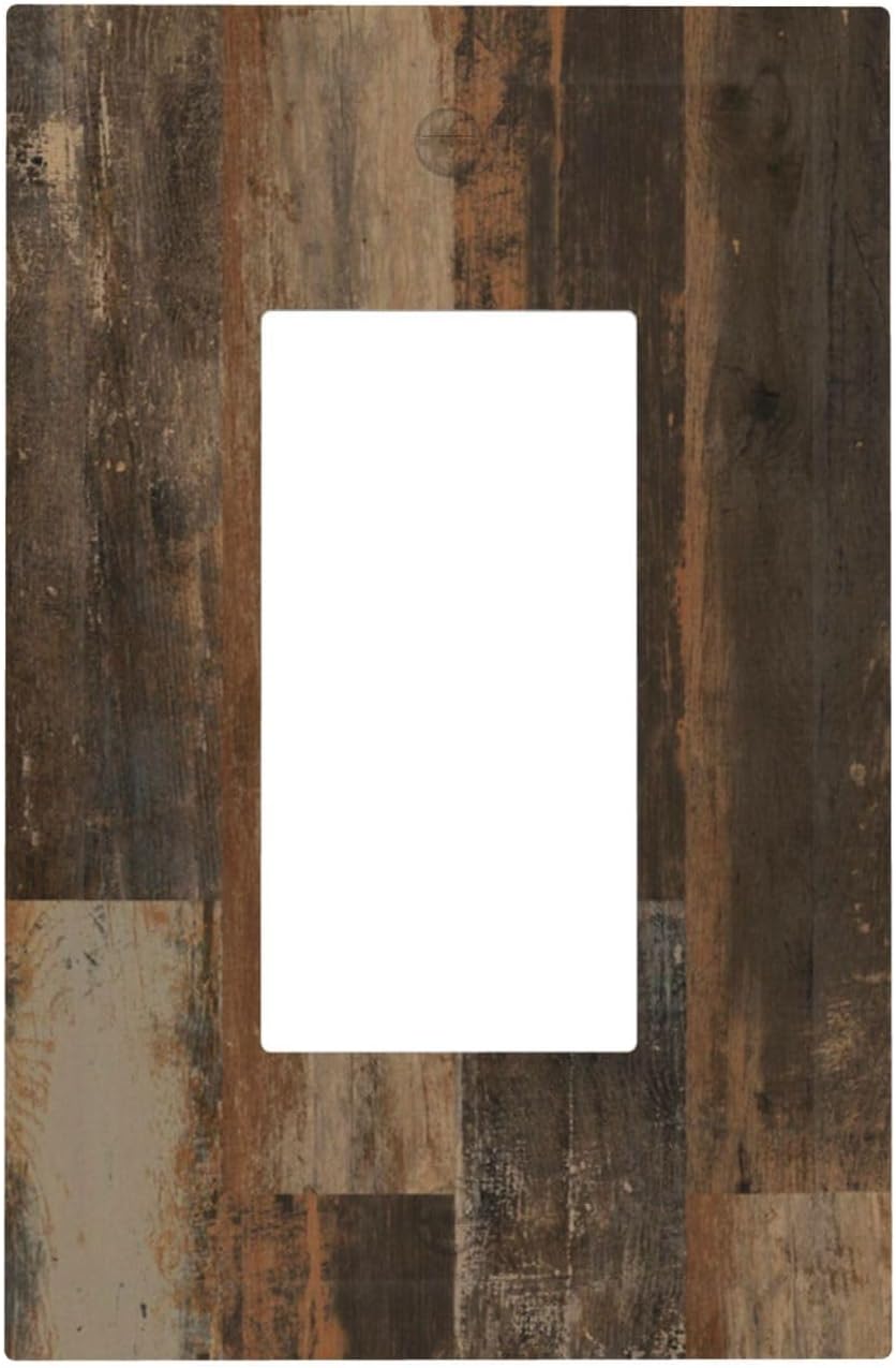Rustic Brown Wood Grain Dark Oak Decorative Outlet Covers 1 Gang Single Rocker Light Switch Cover