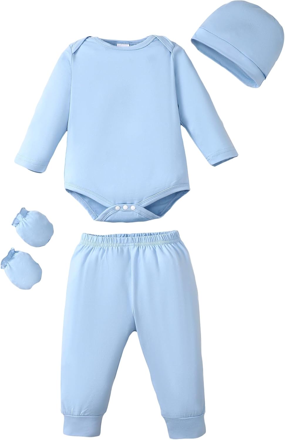 NZRVAWS Newborn Baby Boy Girl Clothes Unisex Infant Romper Pants Set Hat 4-Pack Outfits 0-12 Months