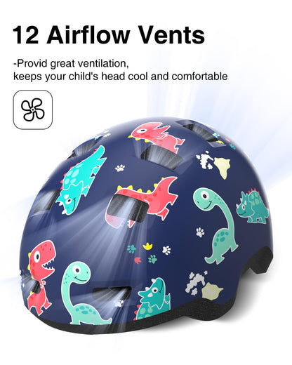 Toddler Helmet Durable Hard Shell Lightweight for 2-6 Years（Dinosaur-S
