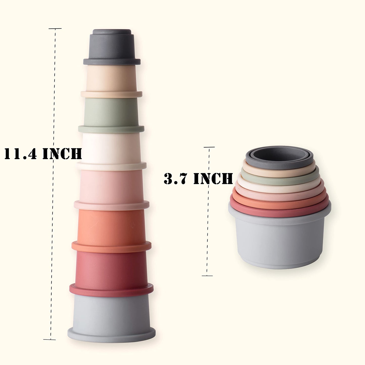 ZYFLSQ Stacking Cups Baby Toy, Nesting Cups 8 Pcs with Pattern for Kid Baby 6 Months and Up Fun