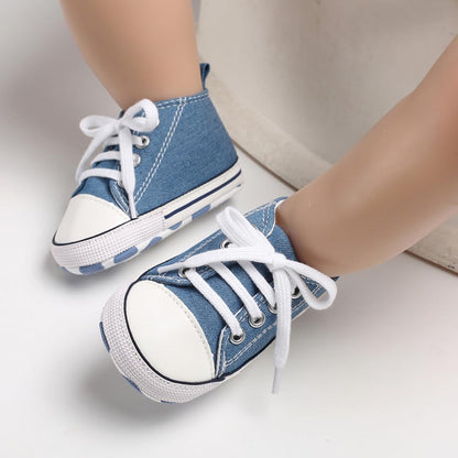 Unisex Baby Girls Boys Canvas High-top Shoes, Newborn Infant Anti-Slip Soft Sole Frist Walking