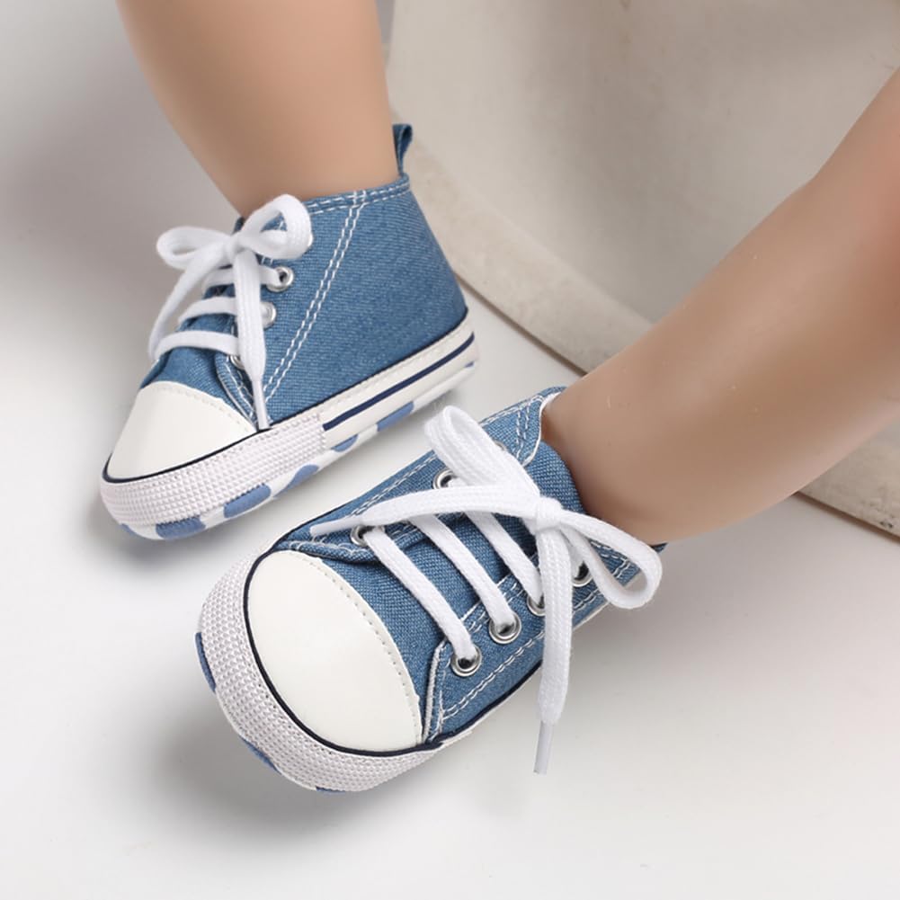 Unisex Baby Girls Boys Canvas High-top Shoes, Newborn Infant Anti-Slip Soft Sole Frist Walking