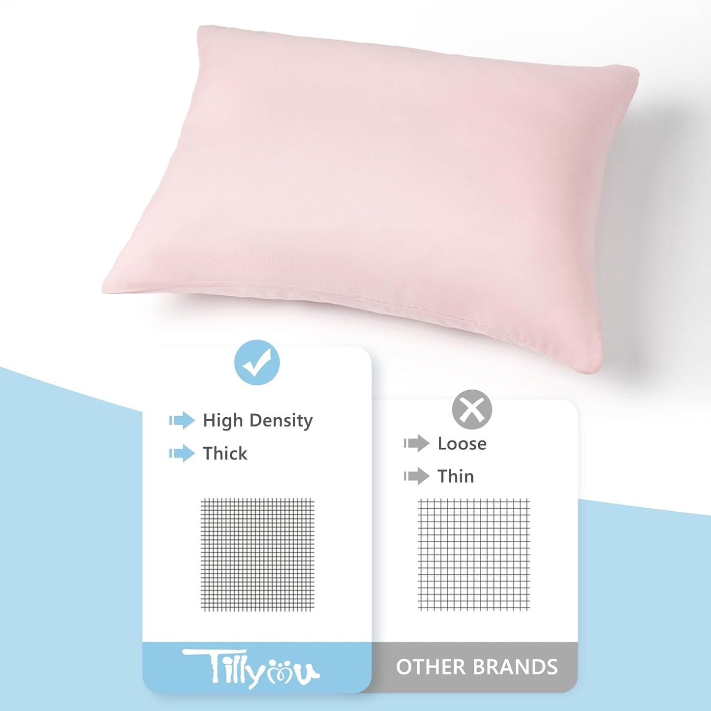 TILLYOU Toddler Pillowcase 2 Pack with Envelope Closure,13" x 18" Silky Soft Microfiber Travel Kids