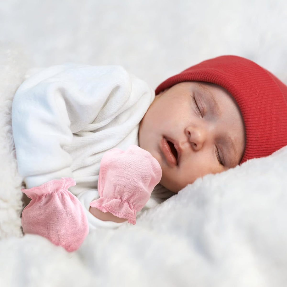 Newborn Baby Mittens No Scratch Cotton Elastic Wrist Gloves Infant Toddler Mittens for Baby Boy