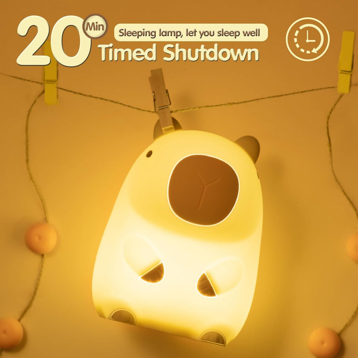 ATSUI Cute Capybara Night Light, LED Squishy Novelty Animal Lamp, Food Grade Silicone, 2 Level