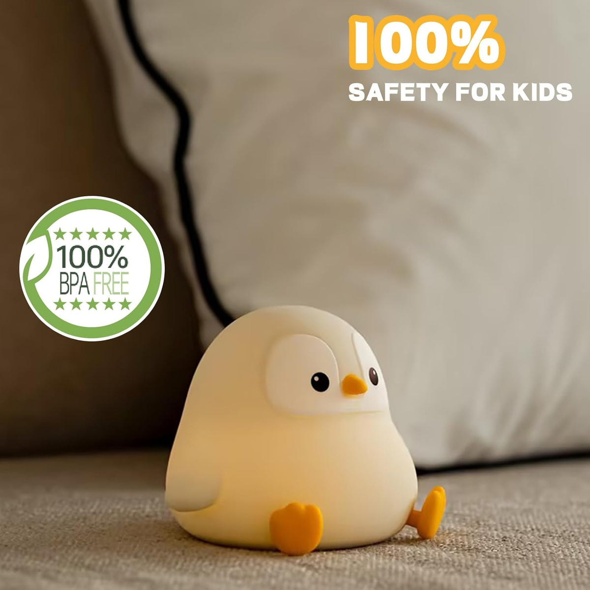 Penguin Night Light for Kids, Cute Penguin Lamp Silicone Baby Nursery Night Lamp, Dimmable Squishy