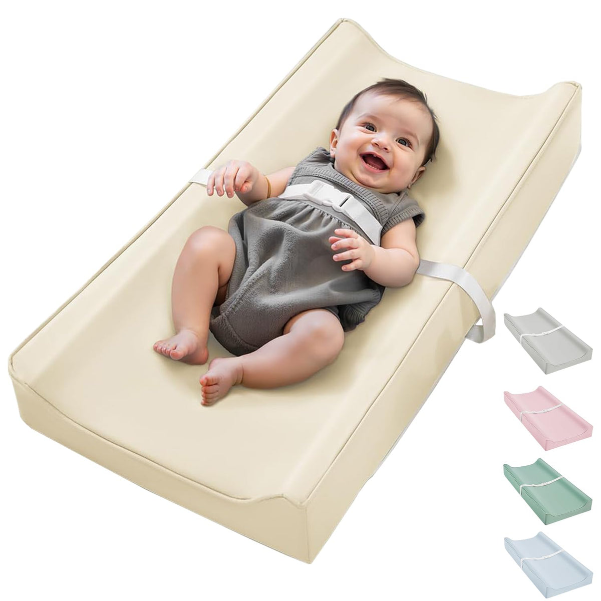 Vegan Leather Waterproof Baby Changing Pad - Wipeable, Extra Thick & Portable & Non-Slip Diaper Mat