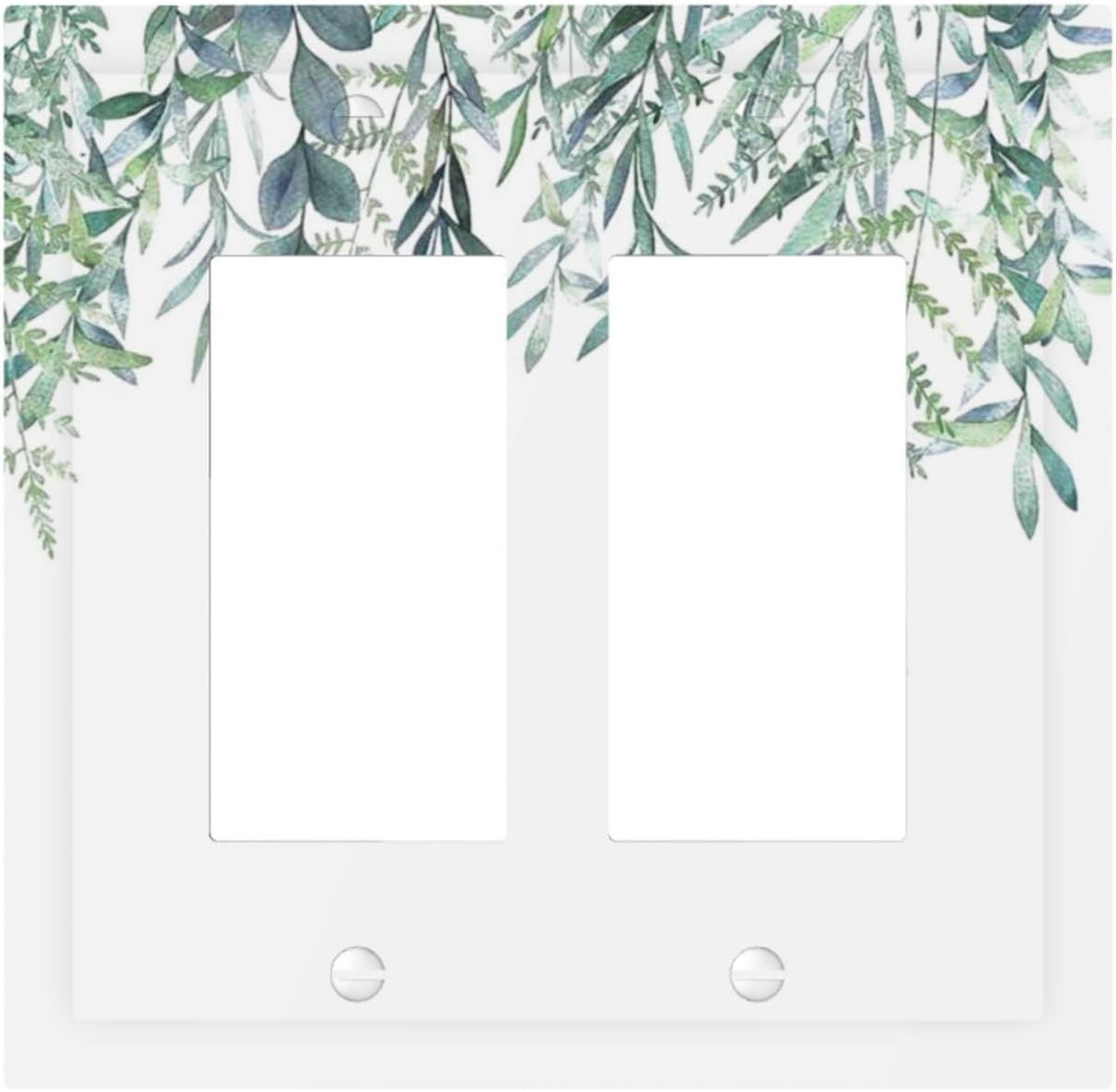 Eucalyptus Leaves Greenery Vine Flowers Simplicity Decorative Outlet Covers 2 Gang Double GFCI