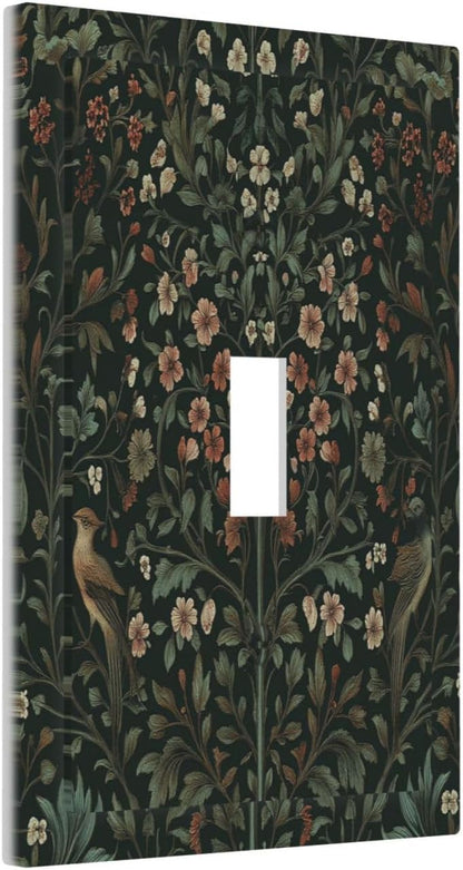 Decorative Light Switch Cover Vintage Morris Colorful Flower Green Leaf 1 Gang Single Toggle Device
