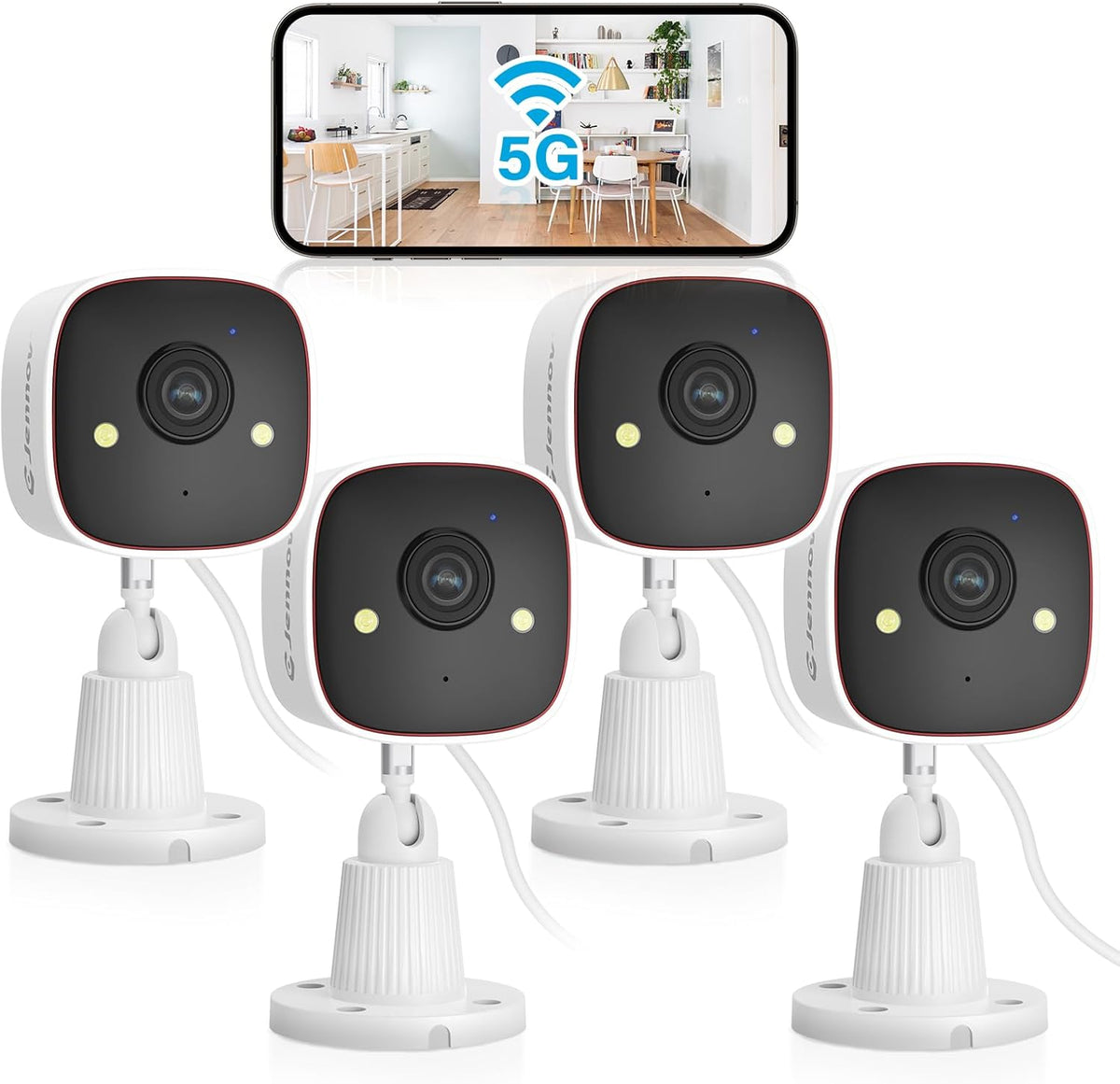 Jennov Outdoor/Indoor Security Cameras 5Ghz/2.4Ghz, 2K HD WiFi/Color Night Vision/Motion Detection
