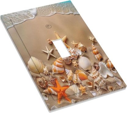 Decorative Switch Covers Plate Beachy Sea Ocean Seashell Starfish 1 Gang Wall Plate Unique Single