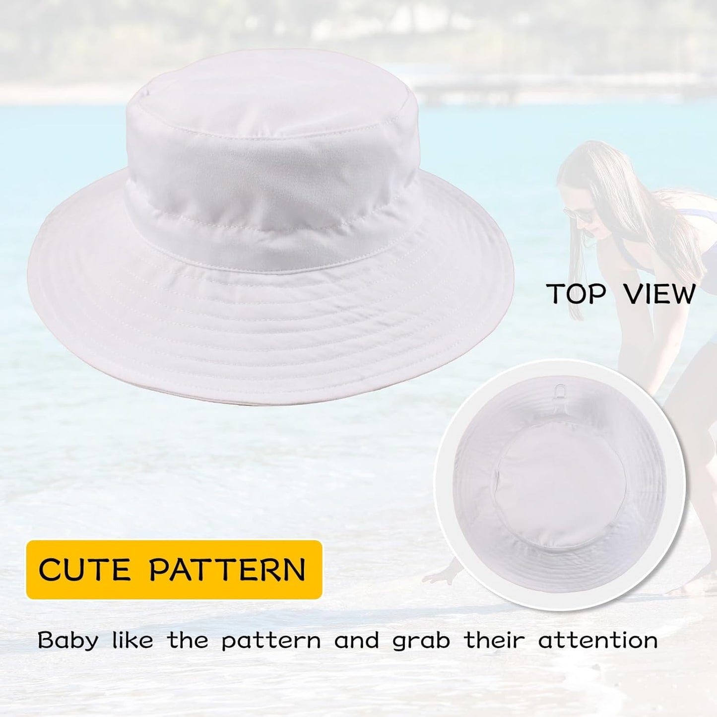 Peecabe Summer Baby Sun Hat for Boys Girls UPF 50+ Wide Brim Toddle Bucket Hat Adjustable Baby