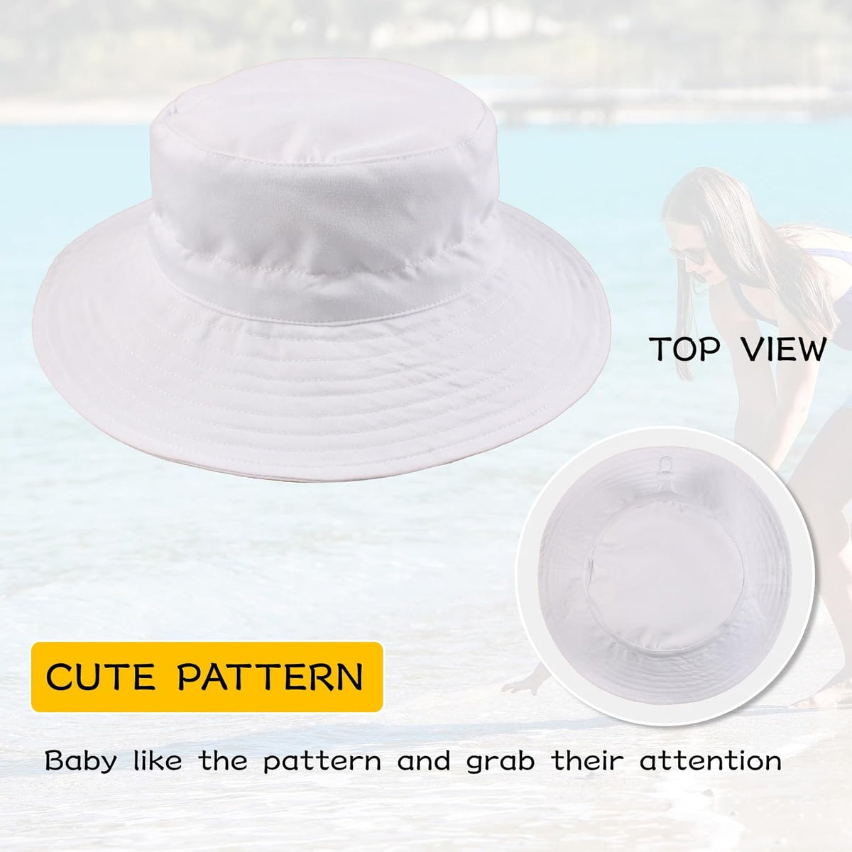 Peecabe Summer Baby Sun Hat for Boys Girls UPF 50+ Wide Brim Toddle Bucket Hat Adjustable Baby