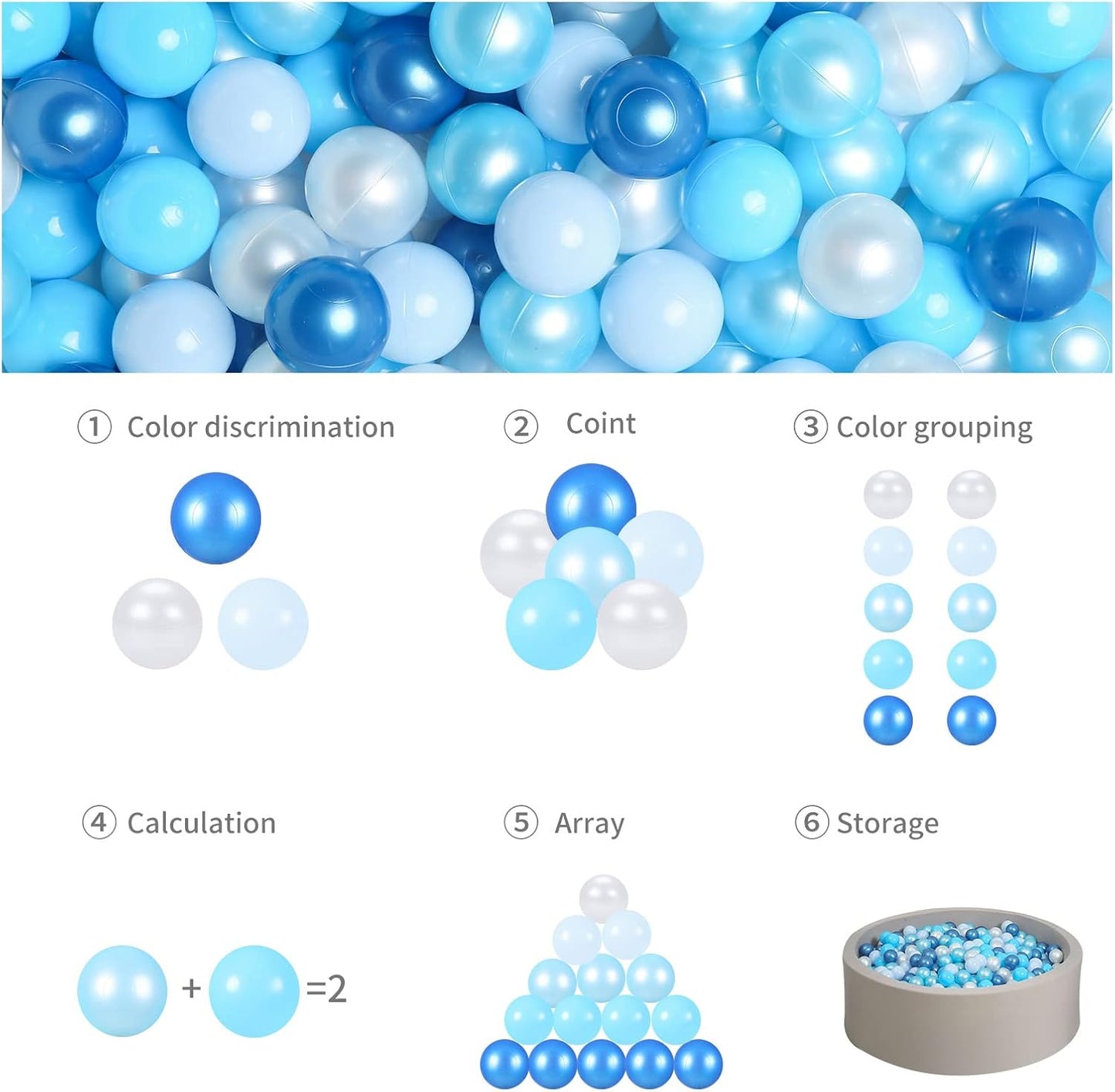 GOGOSO Ball Pits Balls for Toddlers Pack of 50 100 200 Plastics Shape Ball Non-Phthalate Non-BPA