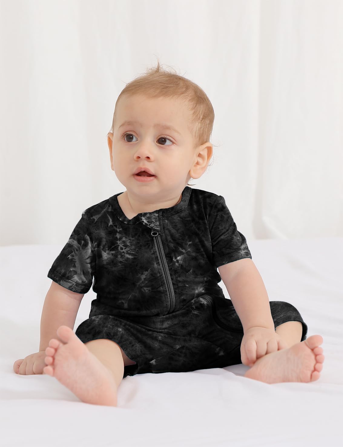 Jimonda Baby Girl Boys Rayon From Bamboo Pajamas 3 Pack Short Sleeve Footless Romper 2 Way Zipper