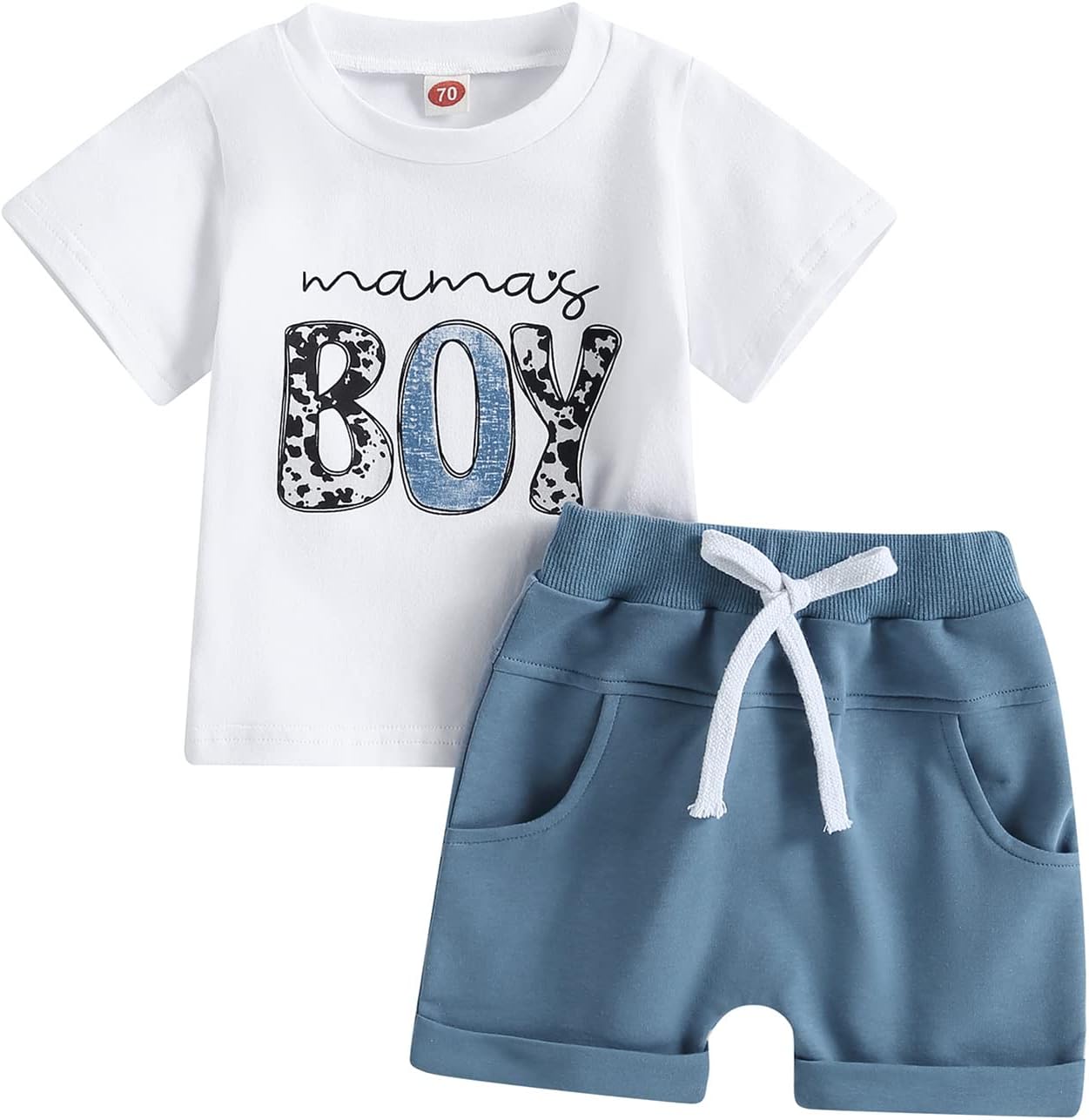 fhutpw Baby Toddler Boy Clothes Summer Outfits 6 12 18 24 Months Patchwork Short Sleeve T Shirt &