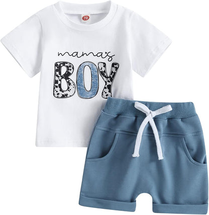 fhutpw Baby Toddler Boy Clothes Summer Outfits 6 12 18 24 Months Patchwork Short Sleeve T Shirt &