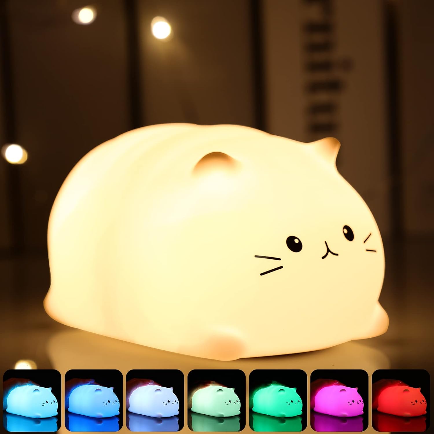 Tremdwoto Cat Night Light for Kids,Cute Colorful Night Light Baby Girl Squishy Night Light Lamp 3