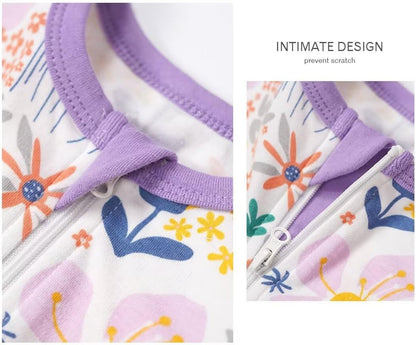 Teach Leanbh Toddler Baby Boys Girls Footless Pajamas Cotton 2 Way Zipper Printing Short Sleeve