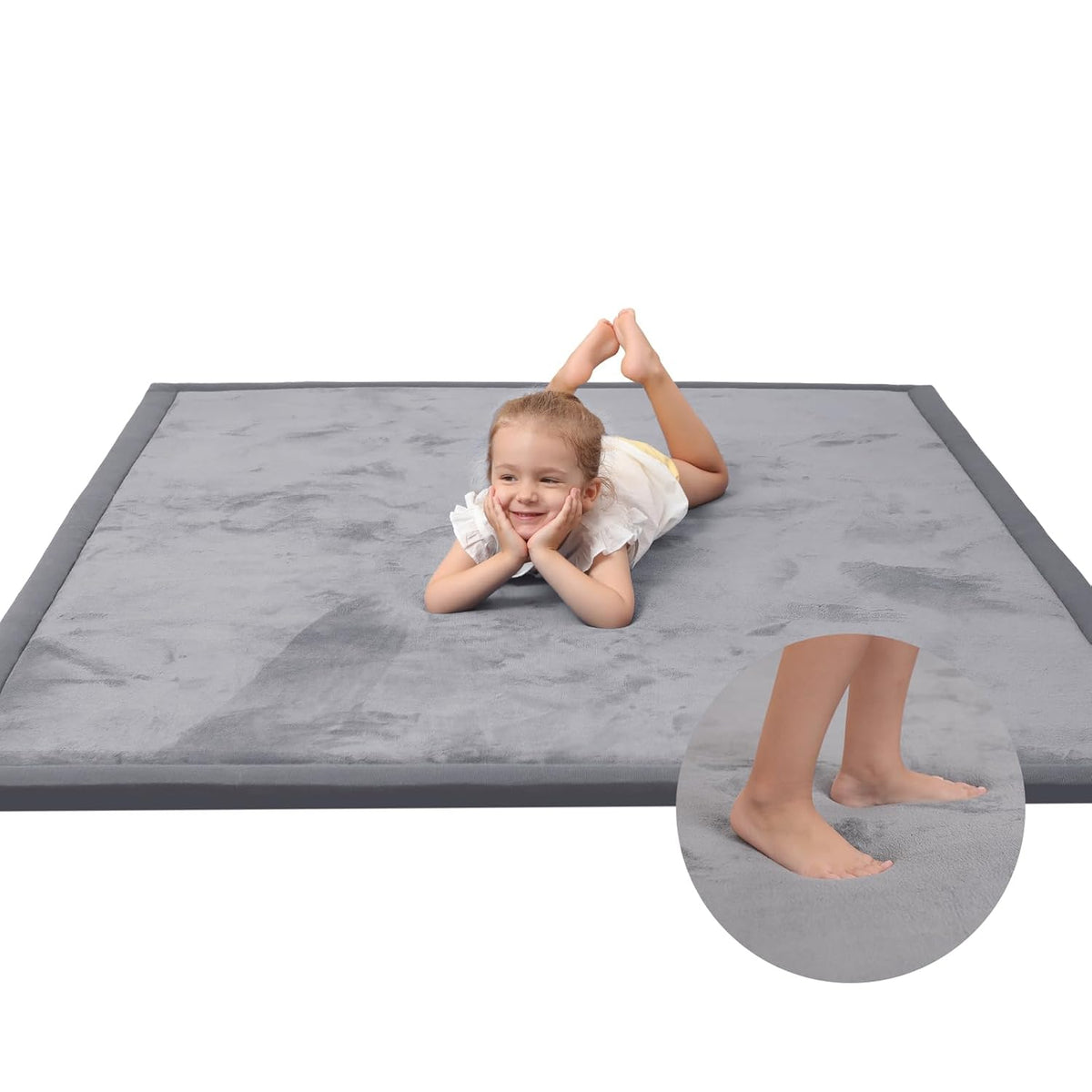 Baby Play Mat for Floor,1.3" Thick Memory Foam Tummy Time Mat,Soft Coral Velvet Nursery Rug,Large