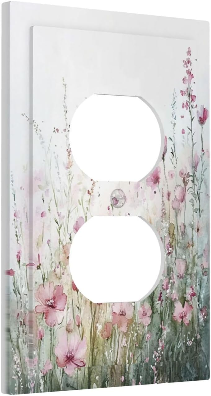 Outlet Covers Wildflower Botanical Watercolor Floral 1 Gang Duplex Light Switch Cover Decorative