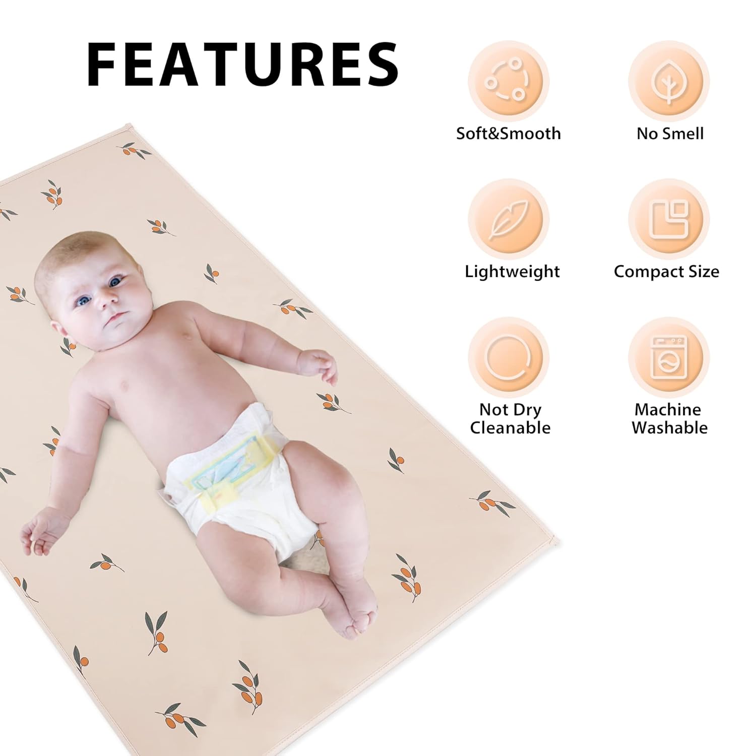 Vegan Leather Baby Changing Mat - Wipeable Portable Changing Pad, Foldable Travel Changing Mat for